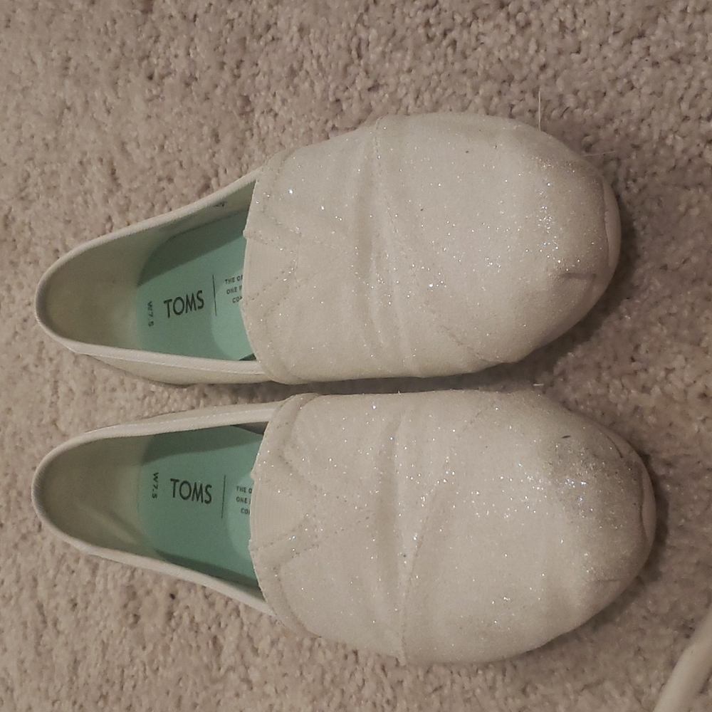TOMS White Glitter Classic Shoes